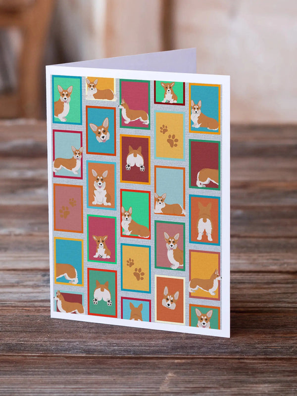 Lots of Red and White Pembroke Corgi Greeting Cards Pack of 8 Caroline's Treasures