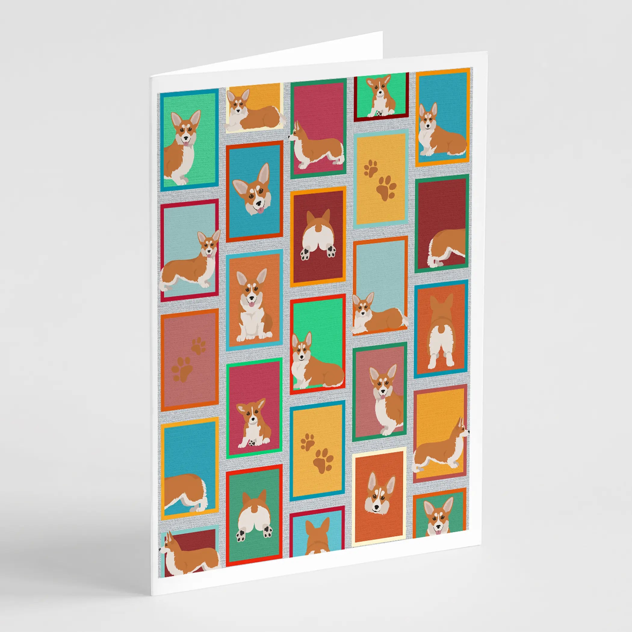 Lots of Red and White Pembroke Corgi Greeting Cards Pack of 8 Caroline's Treasures