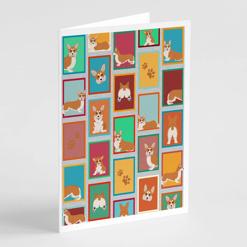 Lots of Red and White Pembroke Corgi Greeting Cards Pack of 8 Caroline's Treasures