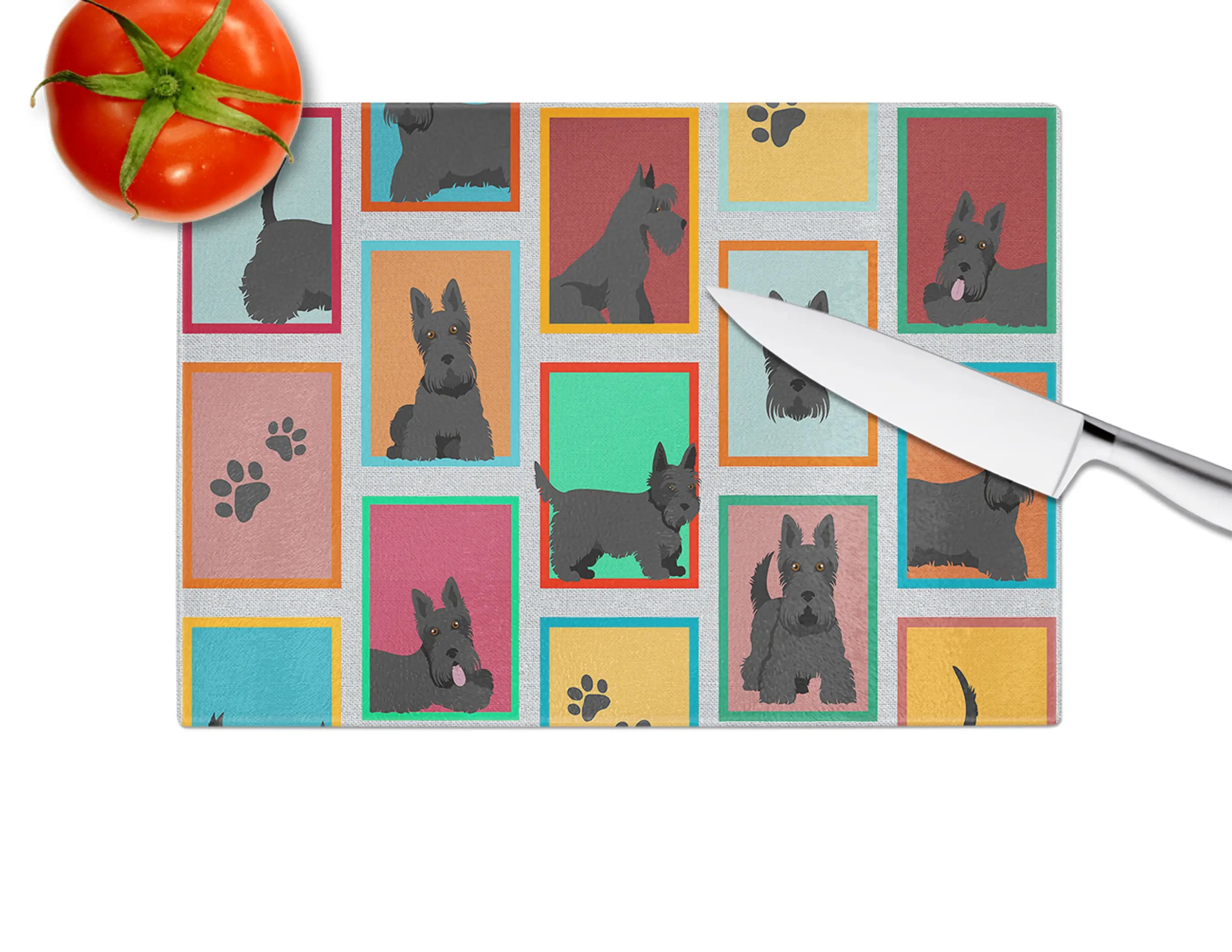 Lots of Scottish Terrier Glass Cutting Board Caroline's Treasures