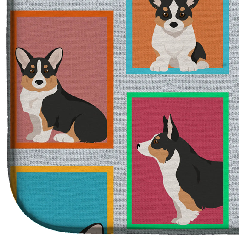 Lots of Tricolor Cardigan Corgi Dish Drying Mat Caroline's Treasures