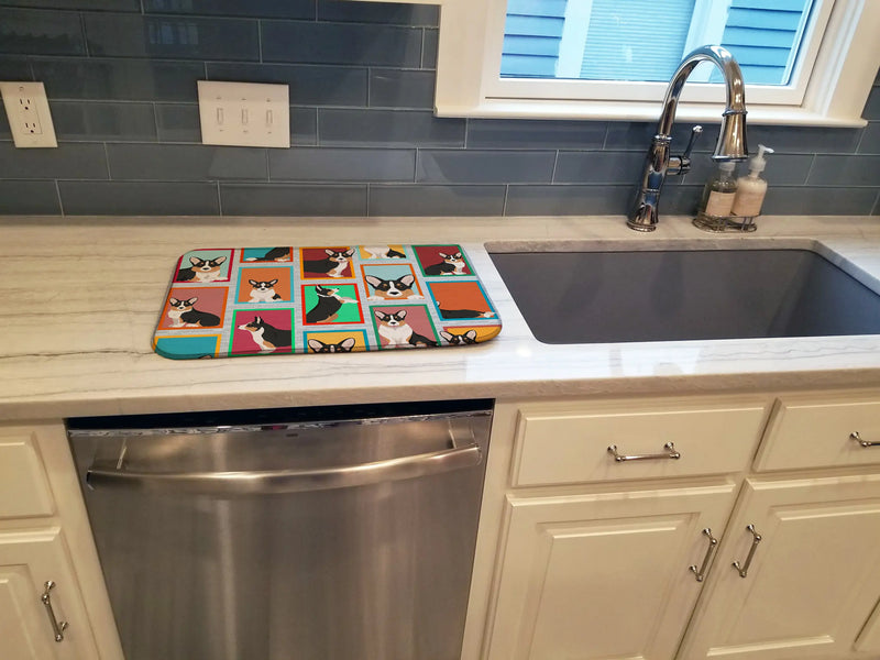 Lots of Tricolor Cardigan Corgi Dish Drying Mat Caroline's Treasures