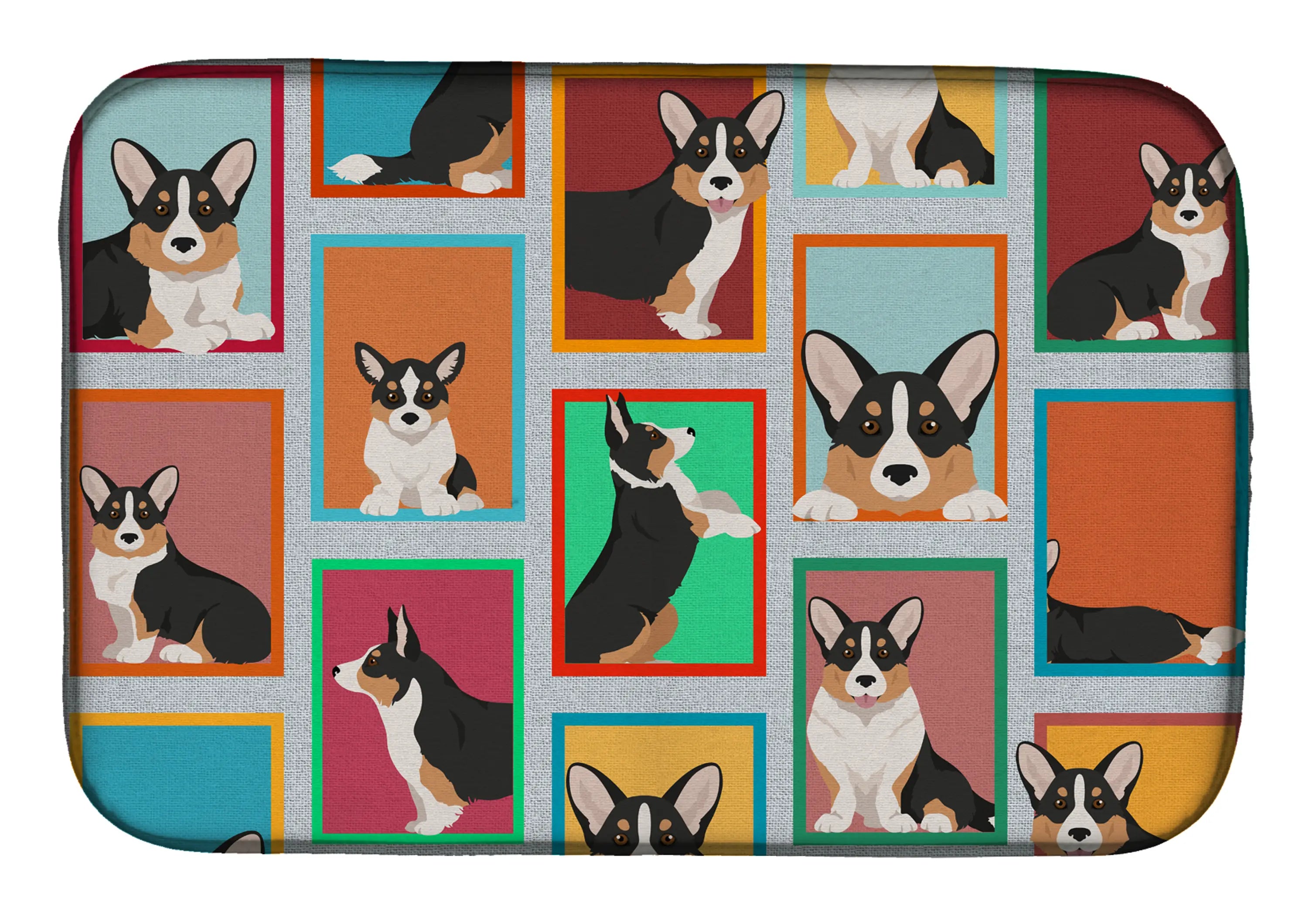 Lots of Tricolor Cardigan Corgi Dish Drying Mat Caroline's Treasures