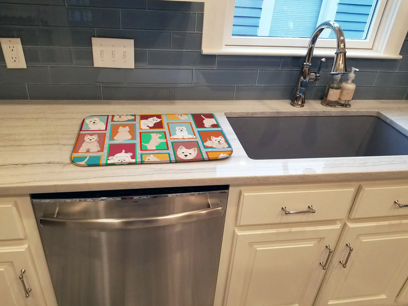 Lots of Westie Dish Drying Mat Caroline's Treasures