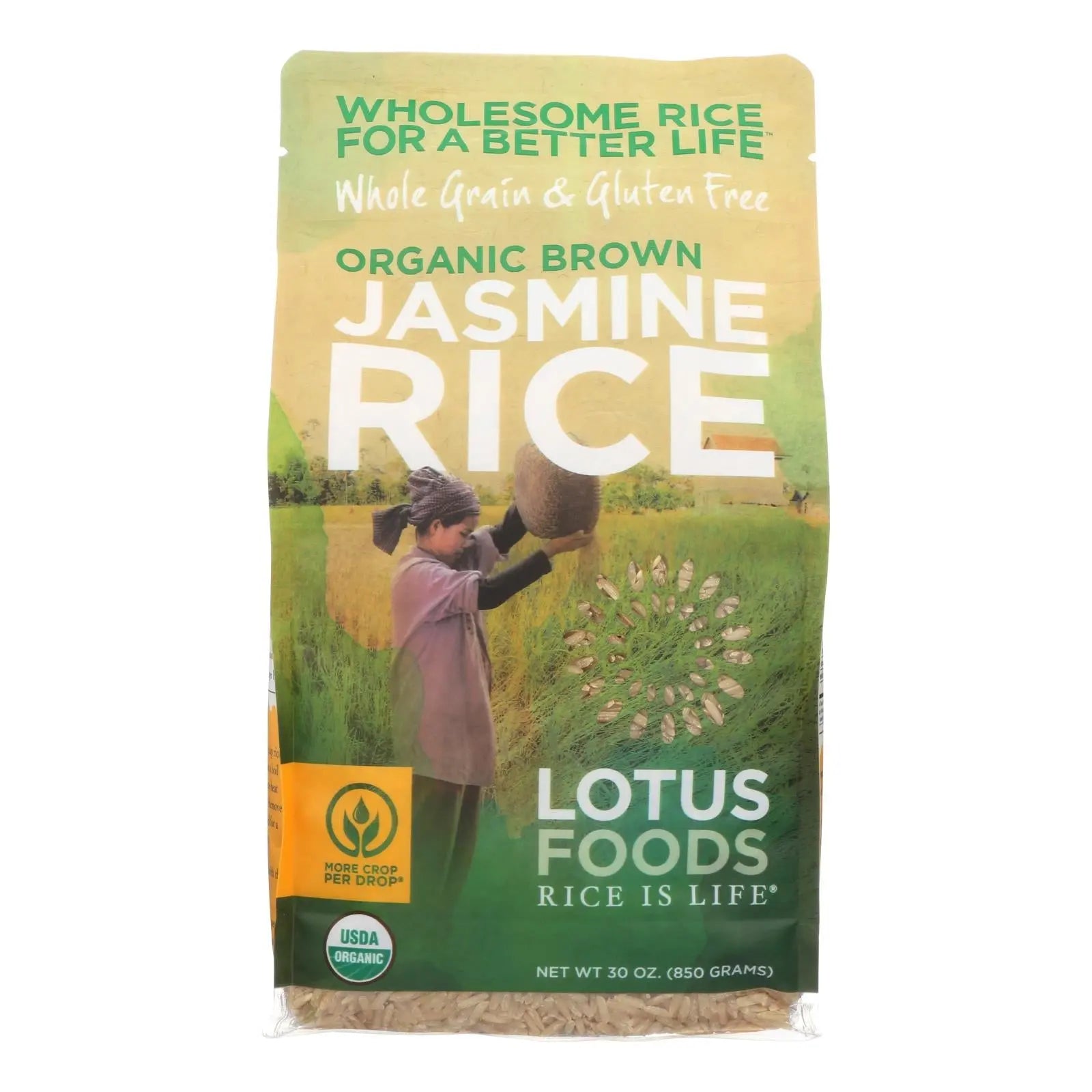Lotus Foods Organic - Rice - Brown - Jasmine - Case Of 6 - 30 Oz Lotus Foods