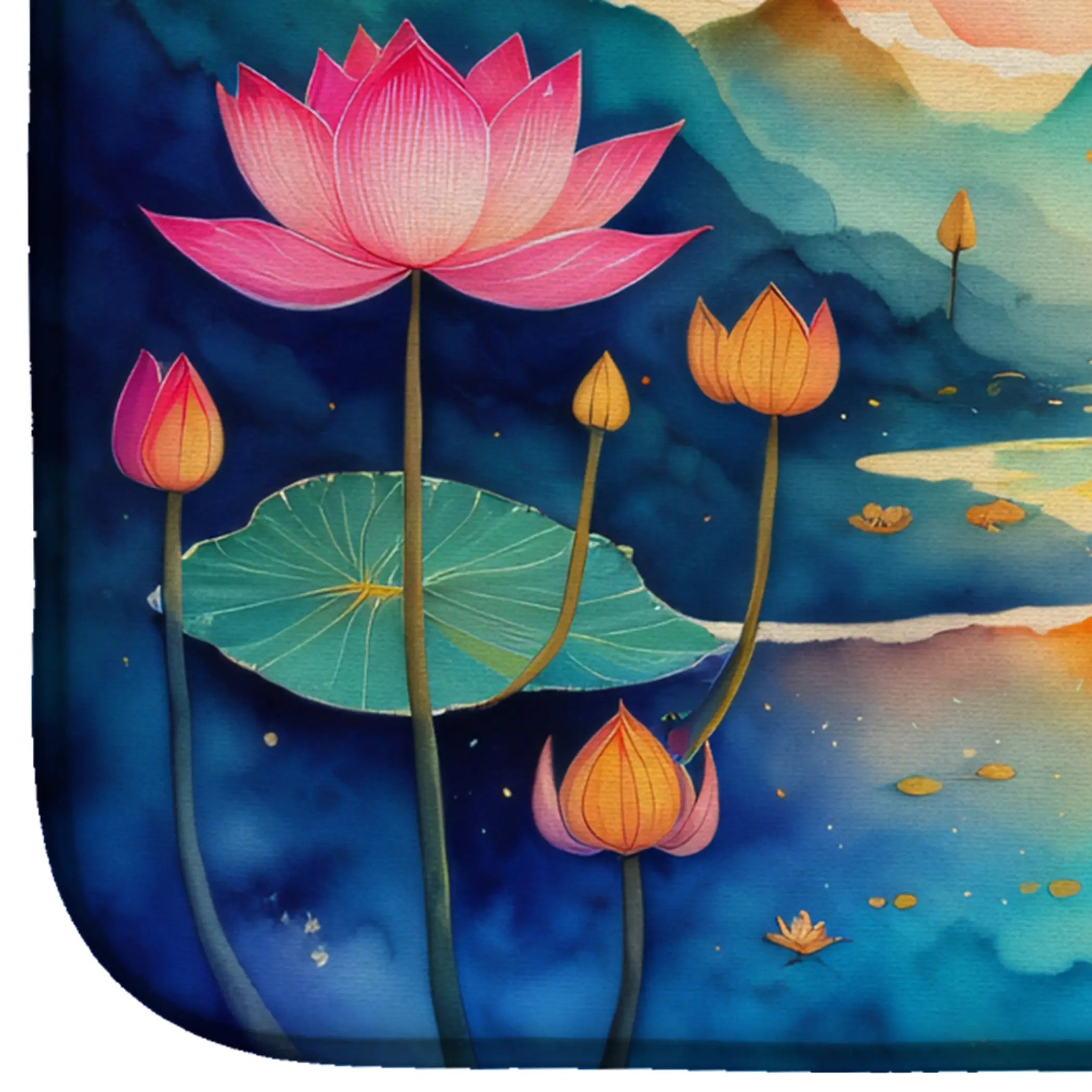 Lotus in Color Dish Drying Mat Caroline's Treasures