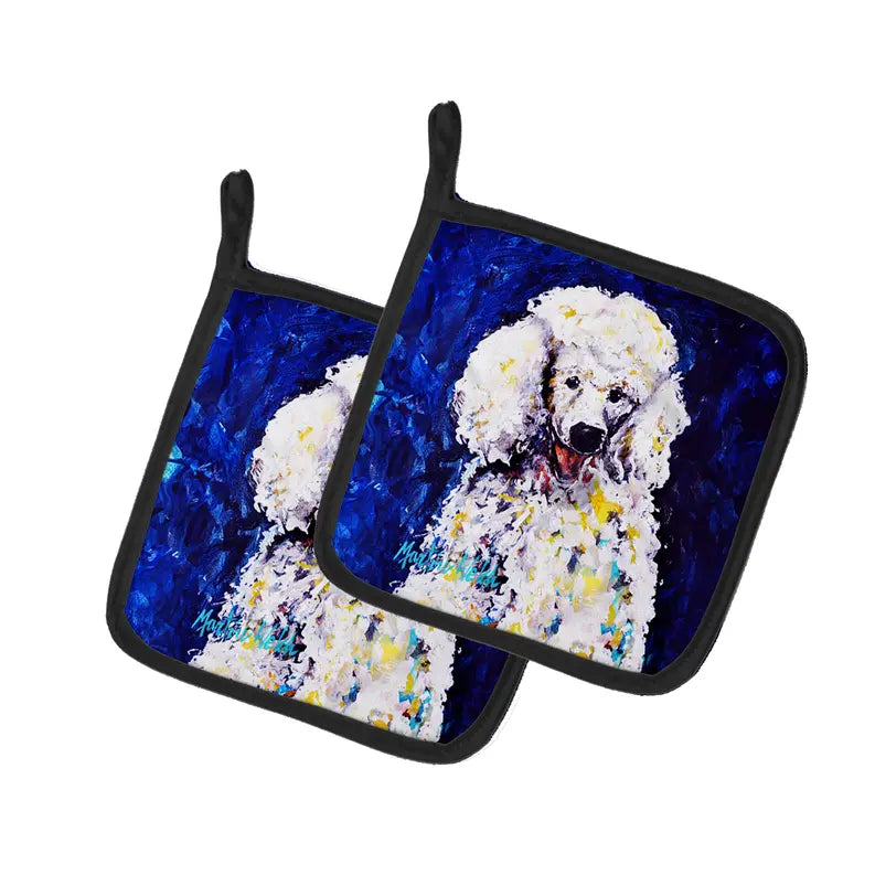 Louie White Poodle Pair of Pot Holders Caroline's Treasures