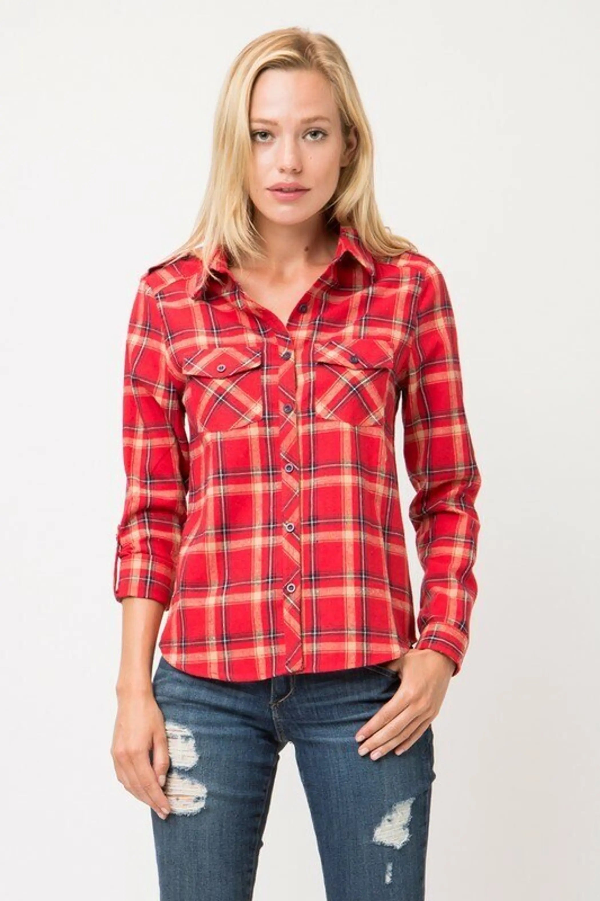 Love Sleeves Check Pattern Shirt SurelyMine