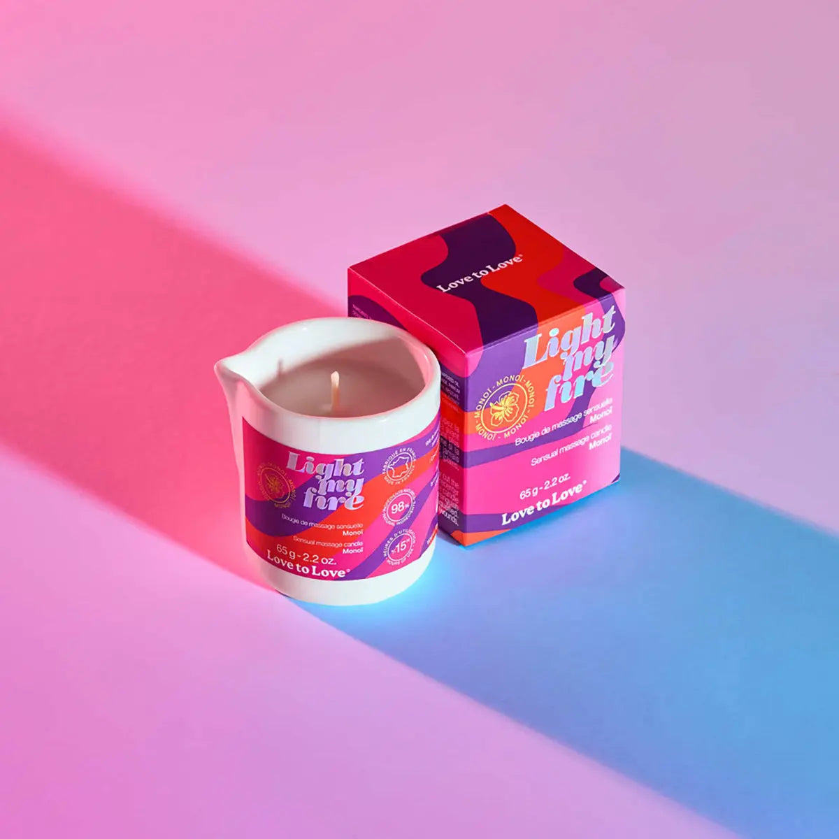 Love to Love Light My Fire Sensual Massage Candle Monoi 2.2 oz. Lovely Planet