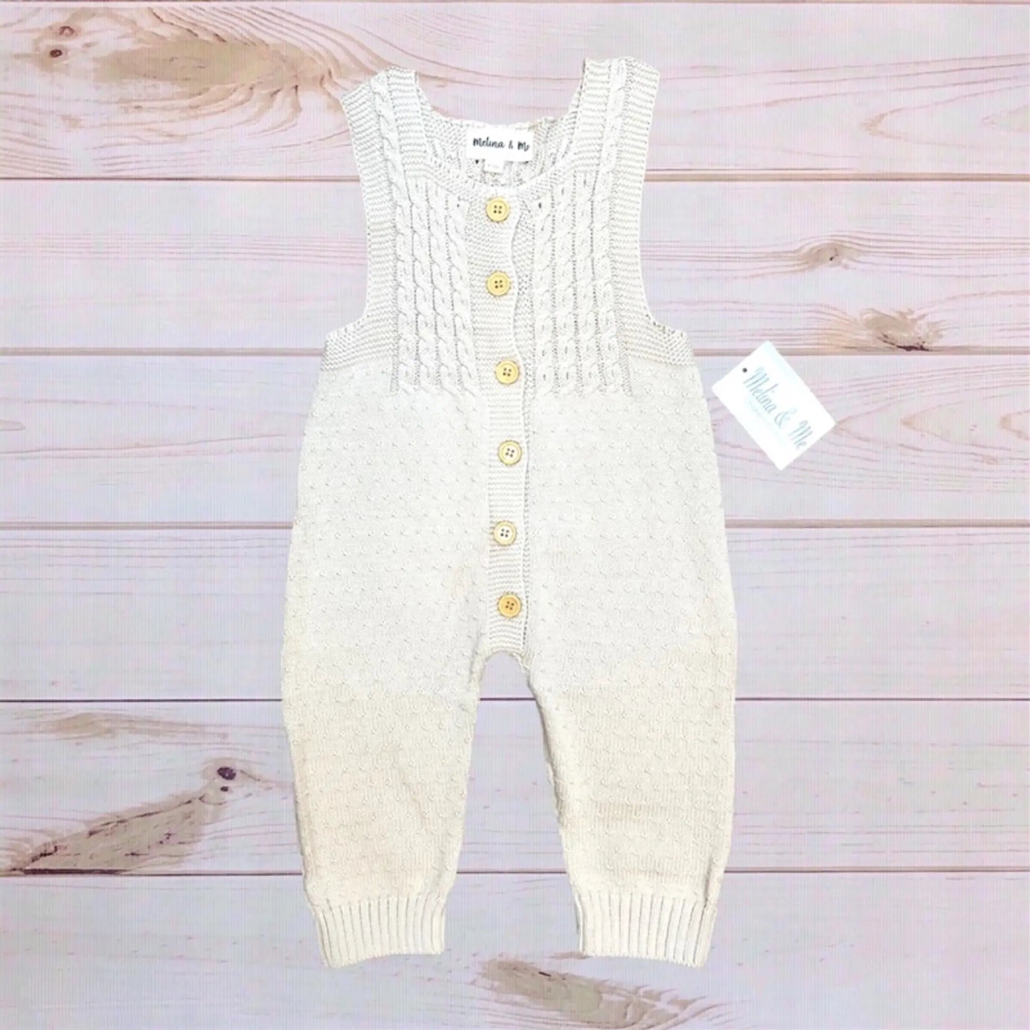 Luca Knit Romper (Natural) Melina & Me