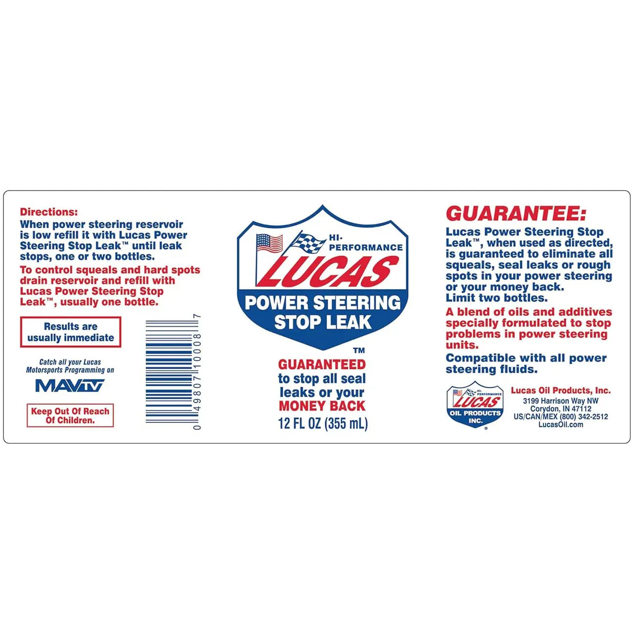 Lucas Oil Power Steering Stop Leak - 12 Ounce LUCASOIL