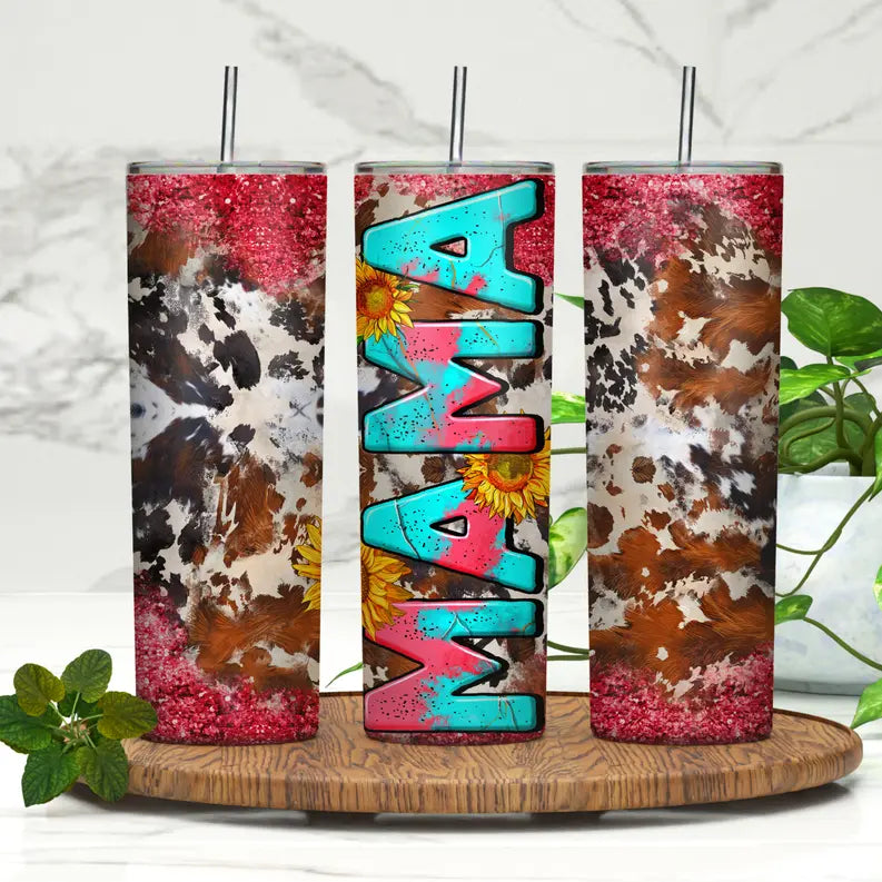 MAMA cowhide 20oz Skinny Tumbler Rebelle Tree