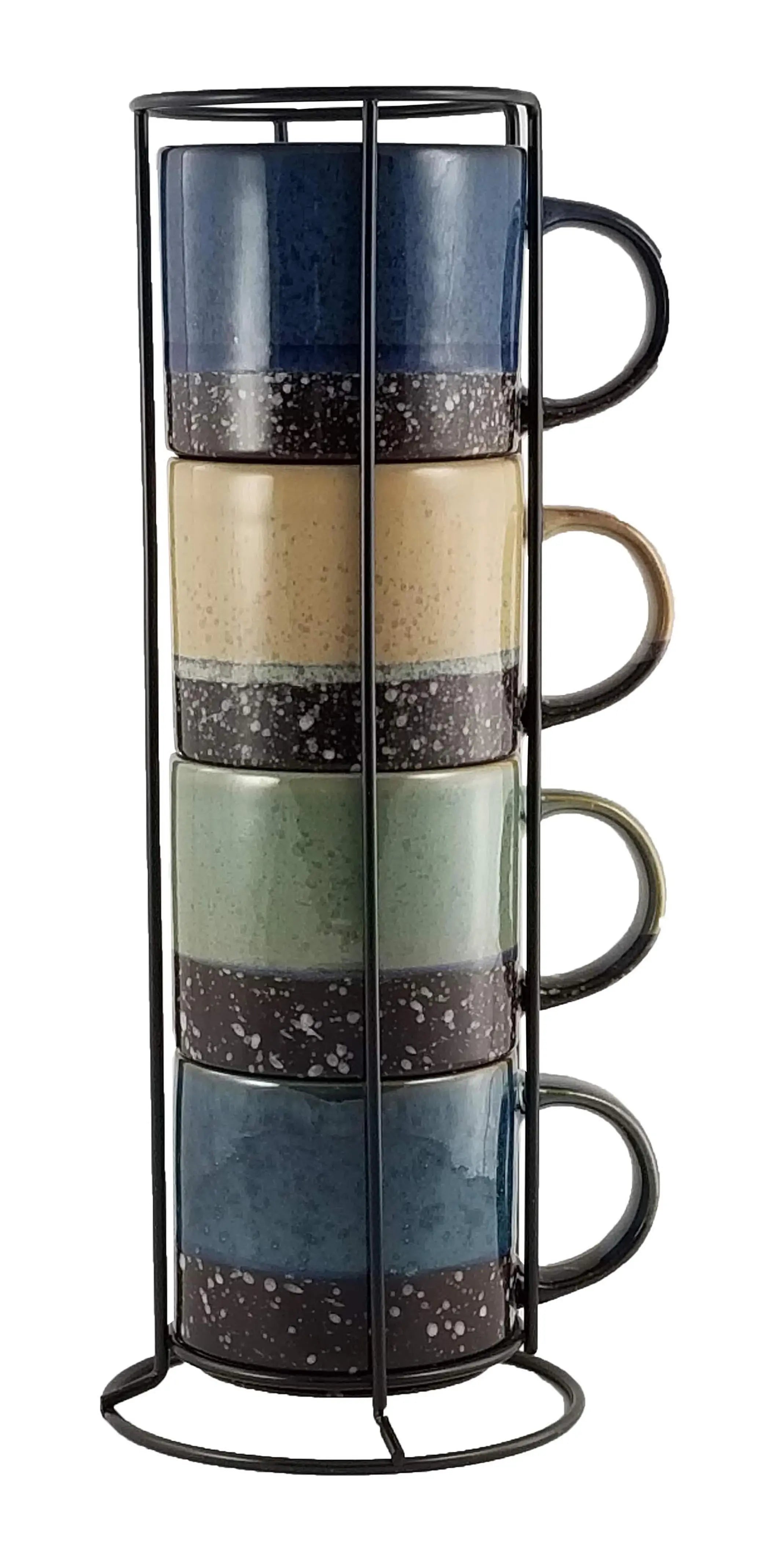 MARCELLE 4PC STACKABLE 14OZ MUG WI/ STAND, COLOR BOX In SHIPPING BOX Waymore LLC
