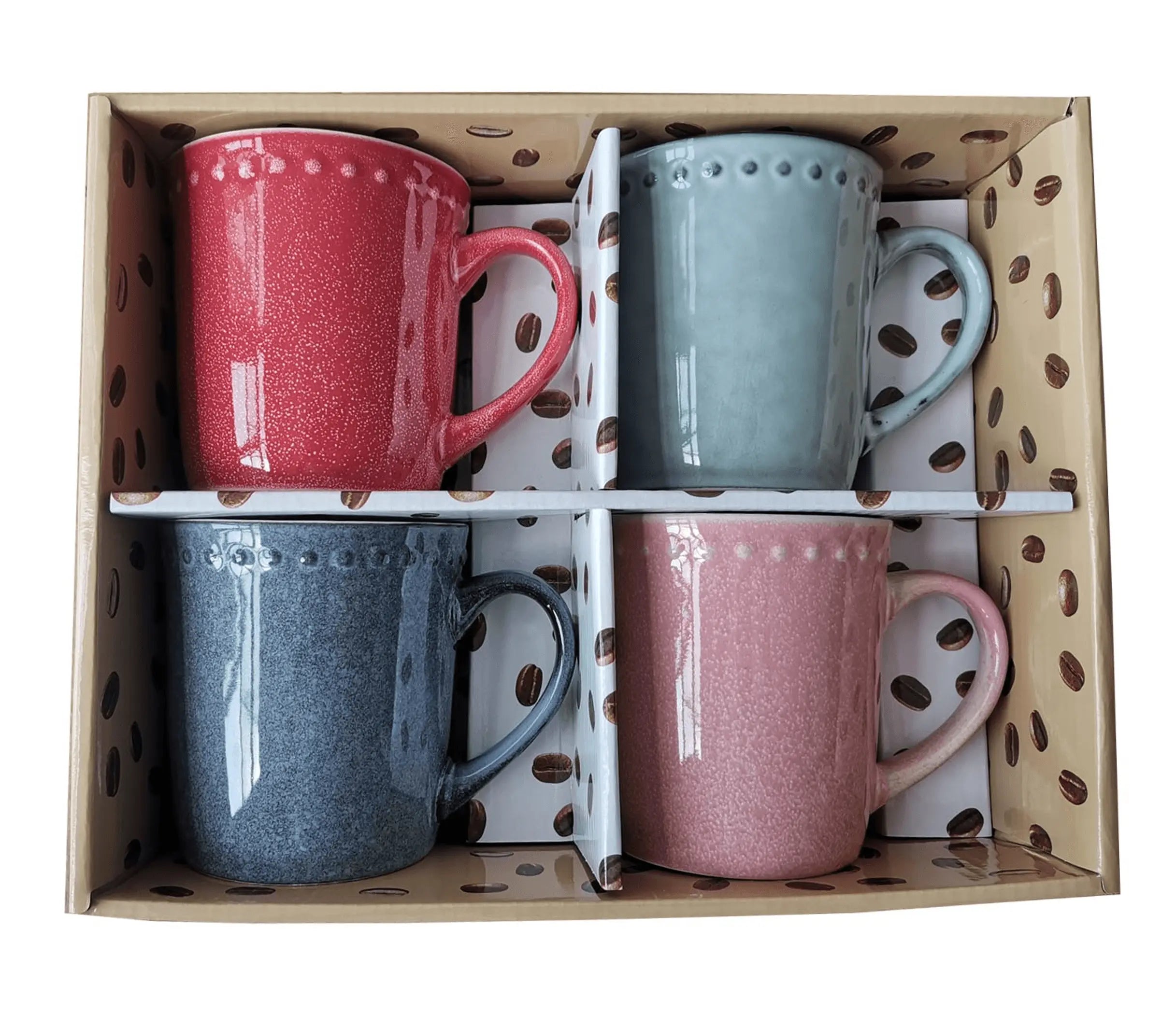 MARCELLE 4x16oz Reactive Glaze Mug Set individually box ins ship box Waymore LLC