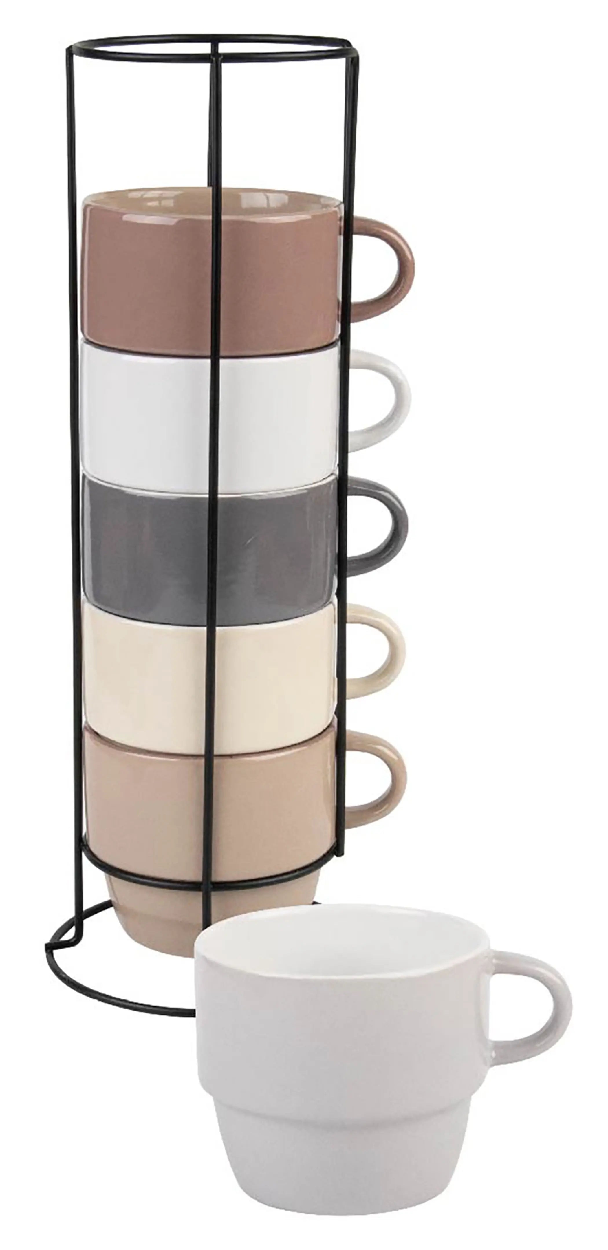 MARCELLE 6 X 10 OZ MUG SET WITH STAND IN COLOR BOX Waymore LLC