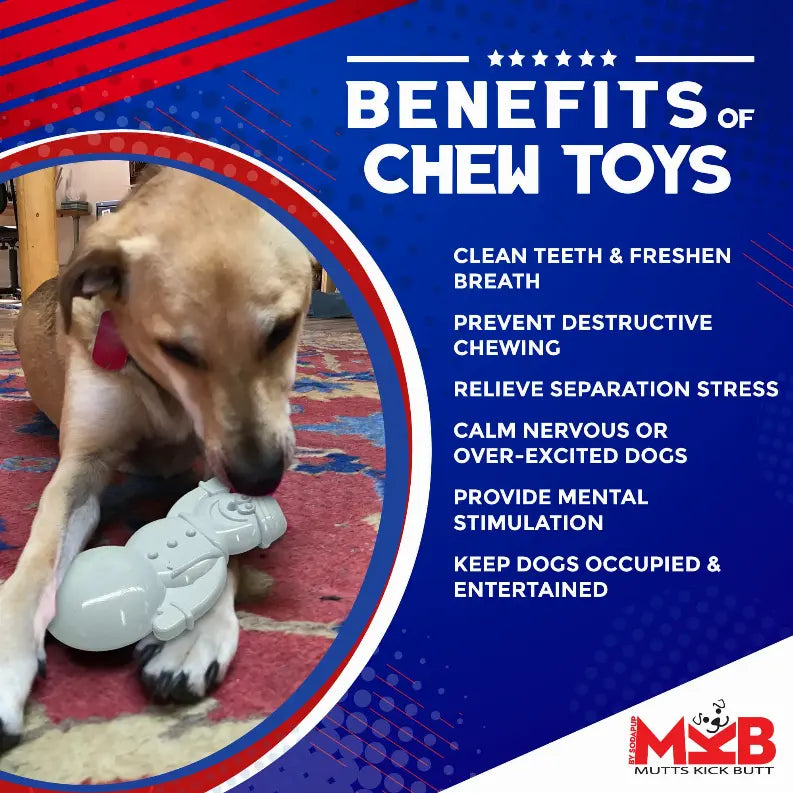 MKB Snowman Ultra Durable Nylon Dog Chew Toy for Aggressive Chewers SodaPup