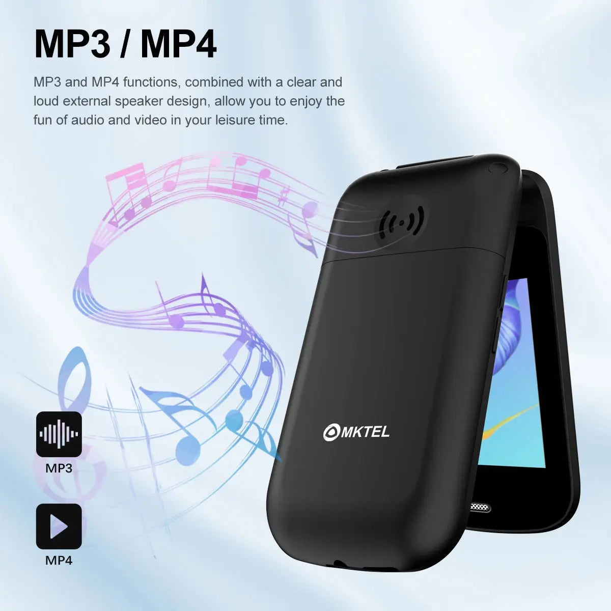 MKTEL M9 Flip Mobile Phone 2G 2.4" Display 1000mAh Battery Dual SIM Dual Standby MP3/MP4/FM Radio Unlocked Elderly Feature Phone GreatEagleInc