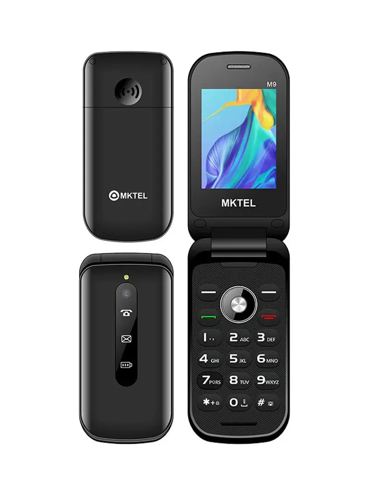 MKTEL M9 Flip Mobile Phone 2G 2.4" Display 1000mAh Battery Dual SIM Dual Standby MP3/MP4/FM Radio Unlocked Elderly Feature Phone GreatEagleInc