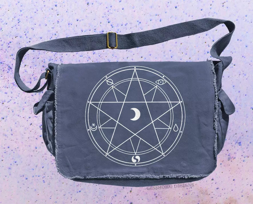 Magic Circle Canvas Messenger Bag - Gothic, Witchy Gesshoku Designs