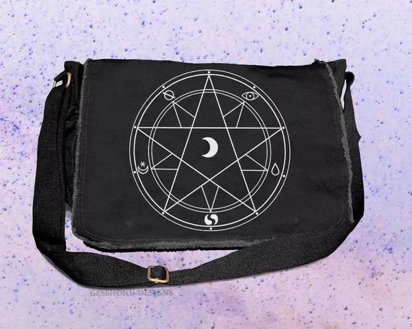 Magic Circle Canvas Messenger Bag - Gothic, Witchy Gesshoku Designs