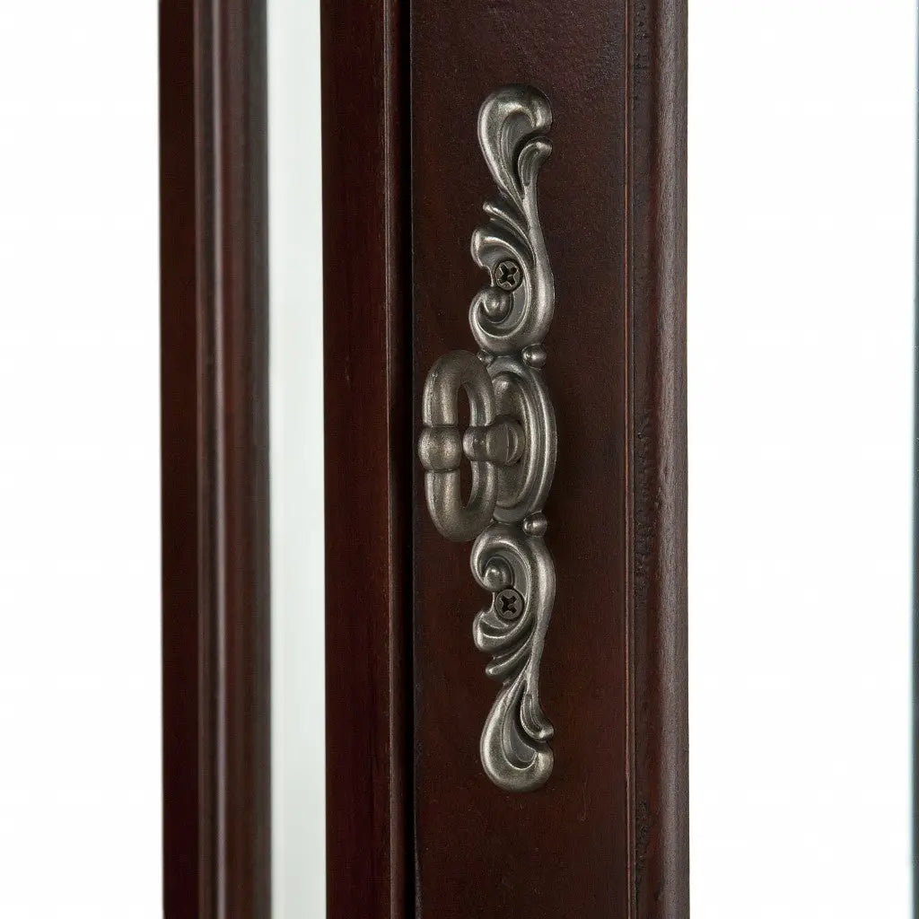 Mahogany Scallop Top Lighted Corner Curio Cabinet Homeroots Kitchen & Dining