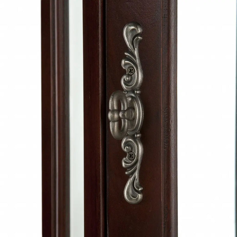 Mahogany Scallop Top Lighted Corner Curio Cabinet Homeroots Kitchen & Dining