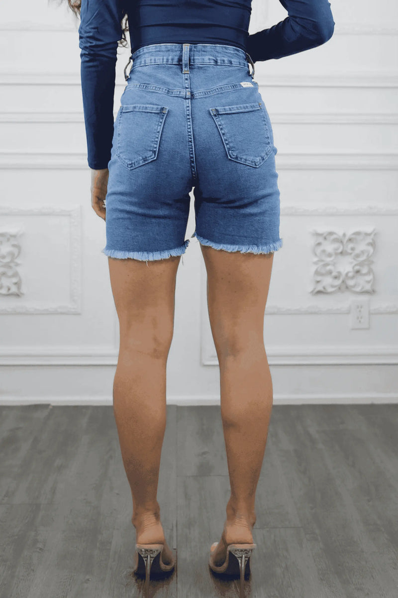 Major Cut Out High Waist Distressed Denim Shorts SurelyMine