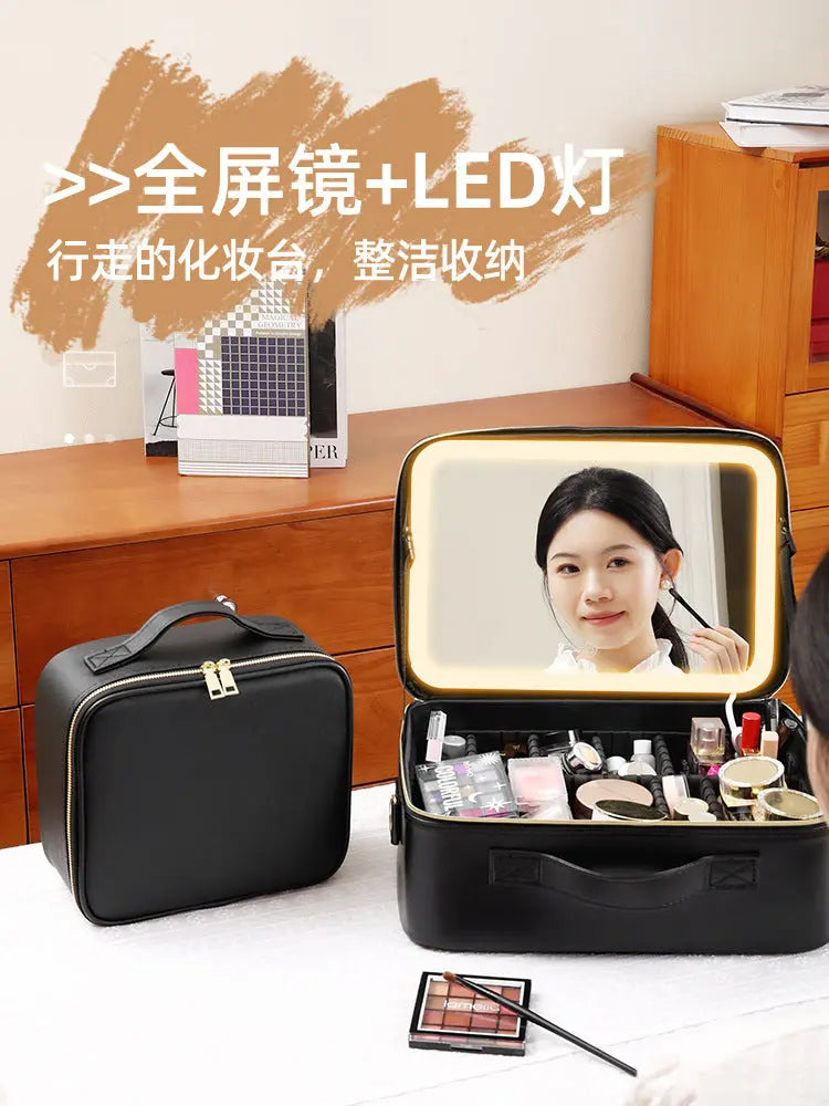 Makeup Case with Light and Mirror, Led Makeup Bag, Large Capacity Makeup Box, Storage Box, Storage Bag, Multifunctional GreatEagleInc