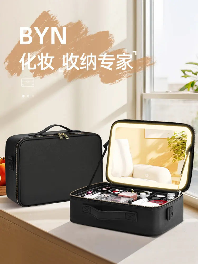 Makeup Case with Light and Mirror, Led Makeup Bag, Large Capacity Makeup Box, Storage Box, Storage Bag, Multifunctional GreatEagleInc