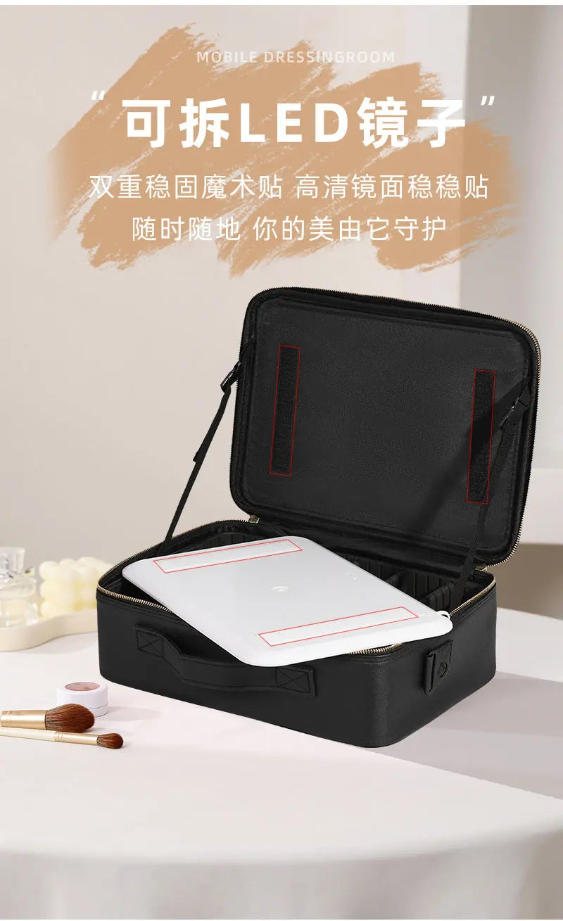 Makeup Case with Light and Mirror, Led Makeup Bag, Large Capacity Makeup Box, Storage Box, Storage Bag, Multifunctional GreatEagleInc