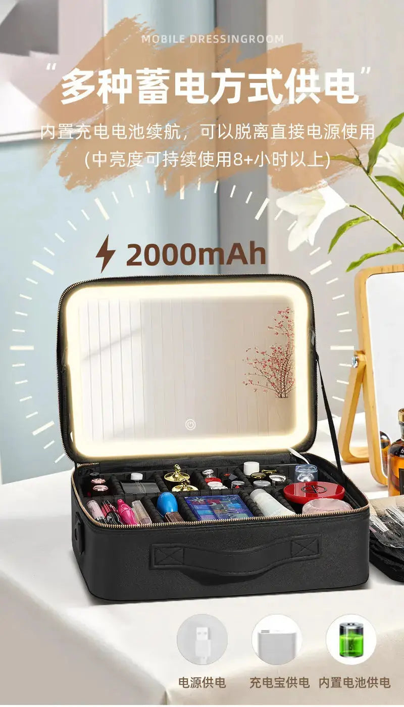 Makeup Case with Light and Mirror, Led Makeup Bag, Large Capacity Makeup Box, Storage Box, Storage Bag, Multifunctional GreatEagleInc