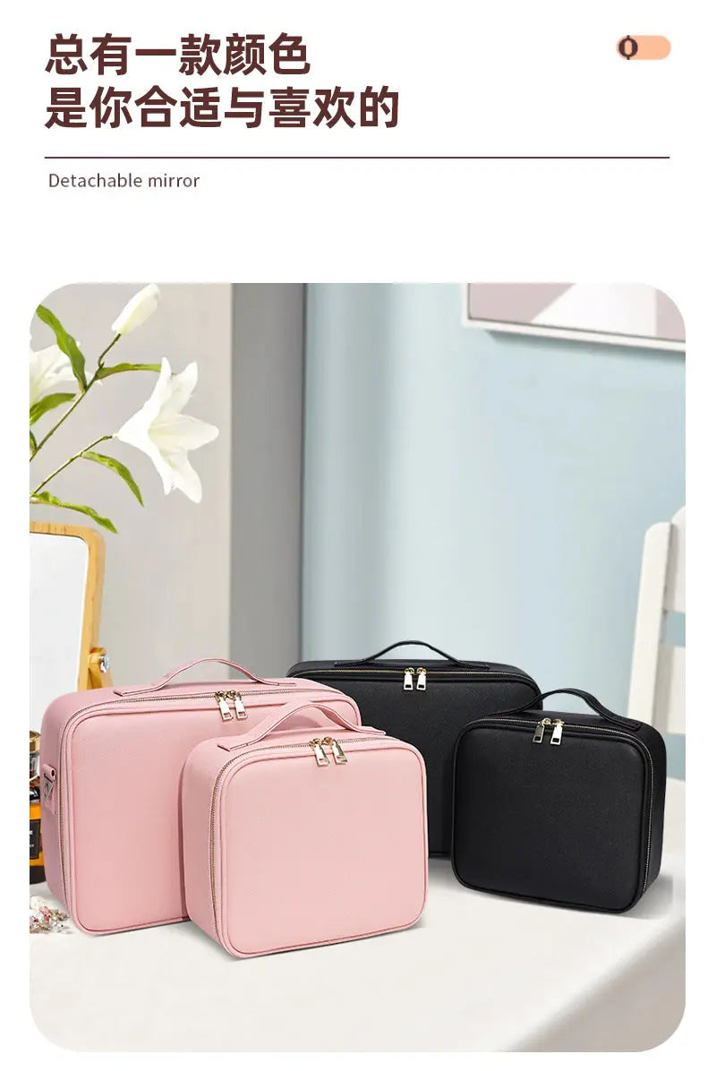 Makeup Case with Light and Mirror, Led Makeup Bag, Large Capacity Makeup Box, Storage Box, Storage Bag, Multifunctional GreatEagleInc