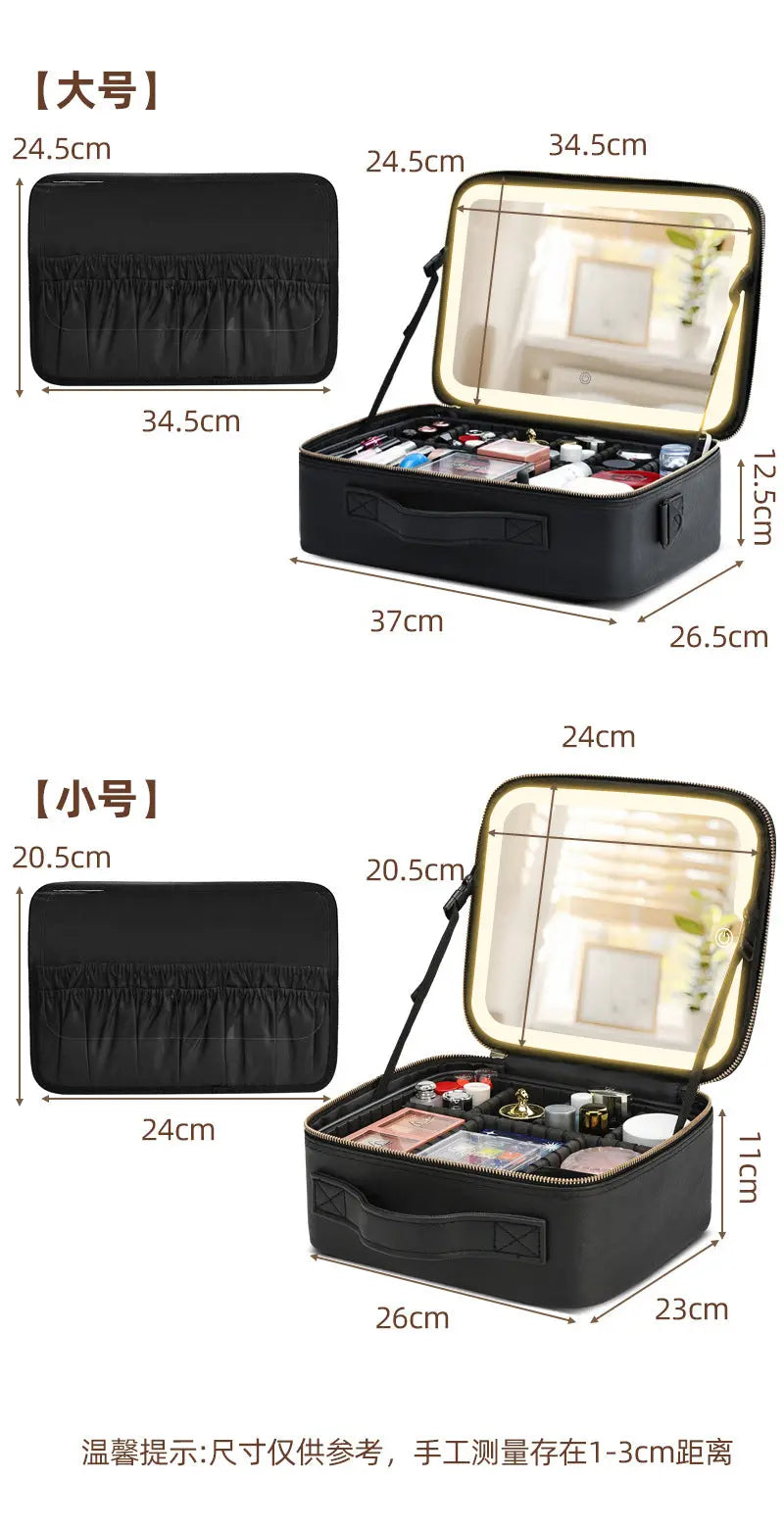 Makeup Case with Light and Mirror, Led Makeup Bag, Large Capacity Makeup Box, Storage Box, Storage Bag, Multifunctional GreatEagleInc