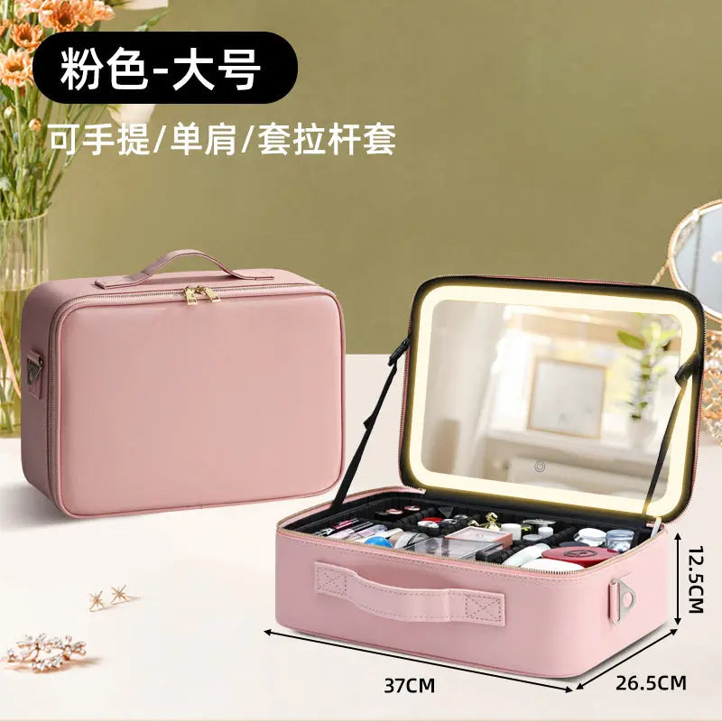 Makeup Case with Light and Mirror, Led Makeup Bag, Large Capacity Makeup Box, Storage Box, Storage Bag, Multifunctional GreatEagleInc