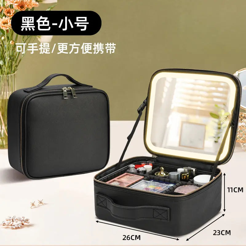 Makeup Case with Light and Mirror, Led Makeup Bag, Large Capacity Makeup Box, Storage Box, Storage Bag, Multifunctional GreatEagleInc