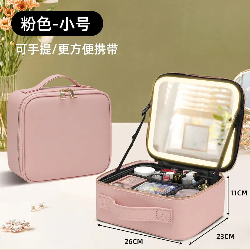 Makeup Case with Light and Mirror, Led Makeup Bag, Large Capacity Makeup Box, Storage Box, Storage Bag, Multifunctional GreatEagleInc