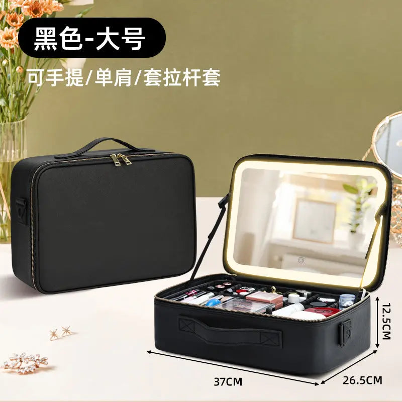 Makeup Case with Light and Mirror, Led Makeup Bag, Large Capacity Makeup Box, Storage Box, Storage Bag, Multifunctional GreatEagleInc