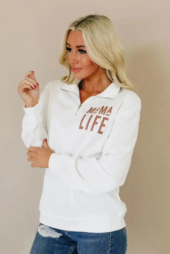 Mama Half Zip Sweatshirt Stay Warm in Style