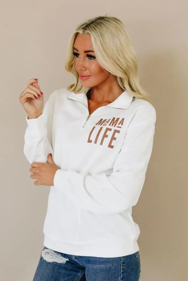 Mama Half Zip Sweatshirt Stay Warm in Style