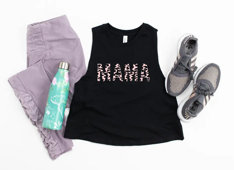 Mama Leopard Crop Muscle Tank Bella Bean