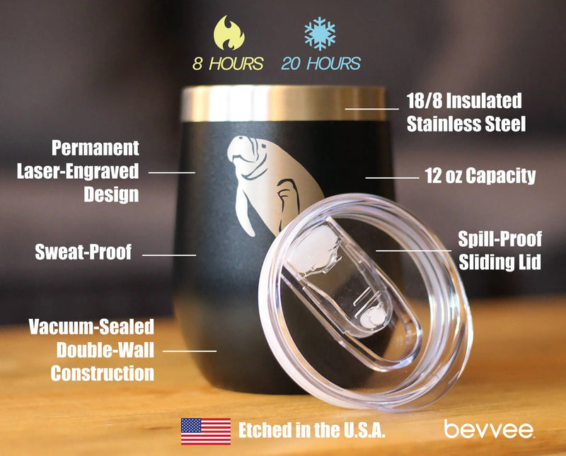 Manatee Insulated Wine Tumbler - Manatees Gifts and Decor Bevvee