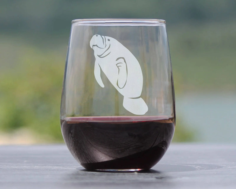 Manatee Stemless Wine Glass - Manatees Gifts and Decor Bevvee