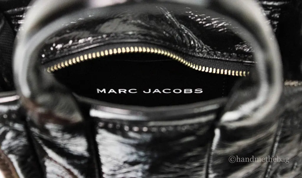 Marc Jacobs The Shiny Crinkle Micro Black Leather Tote JV Deals