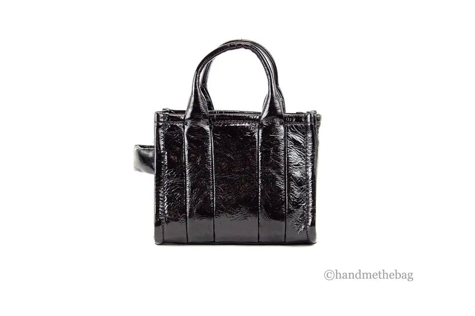 Marc Jacobs The Shiny Crinkle Micro Black Leather Tote JV Deals