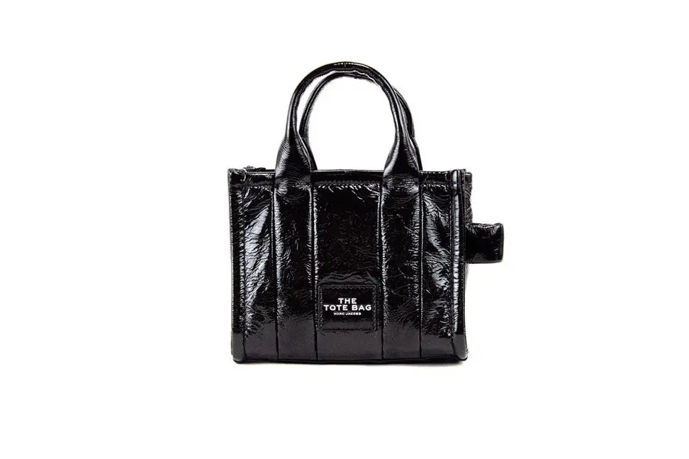 Marc Jacobs The Shiny Crinkle Micro Black Leather Tote JV Deals