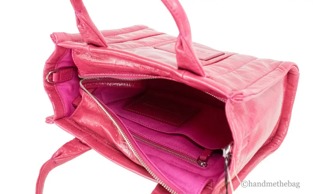 Marc Jacobs The Shiny Crinkle Mini Magenta Leather Tote JV Deals