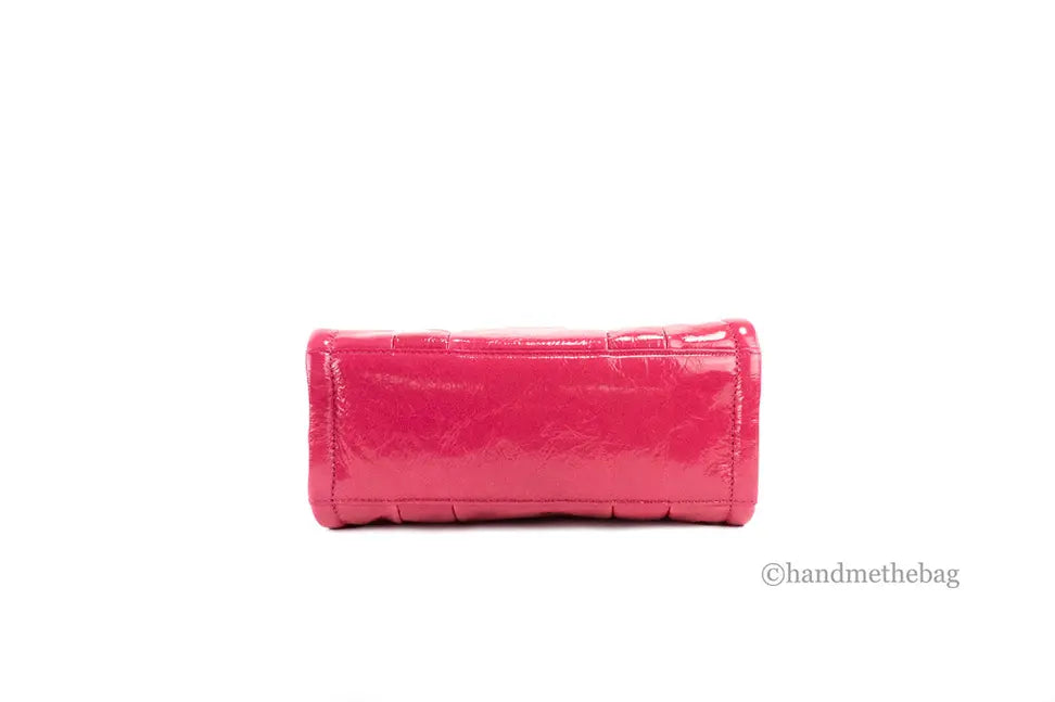 Marc Jacobs The Shiny Crinkle Mini Magenta Leather Tote JV Deals