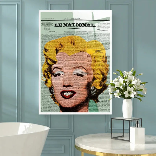 Marilyn Monroe Newspaper Glass Wall Art Monique Store