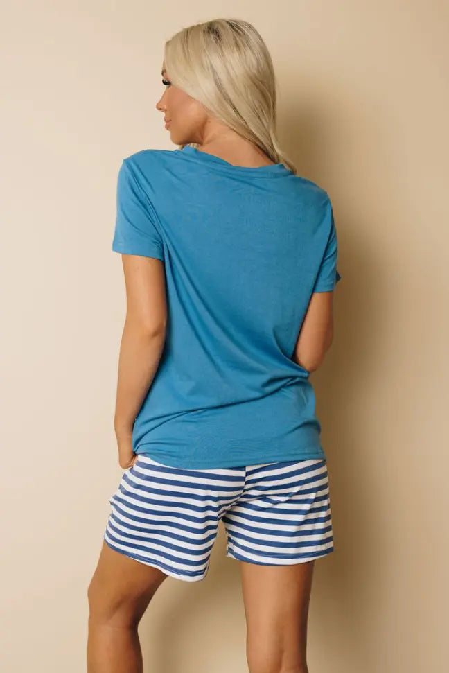 Marium Stripe Shorts Loungewear Set Stay Warm in Style