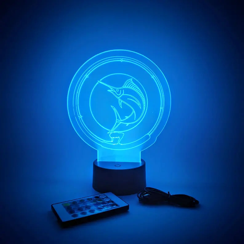 Marlin Fishing LED Lamp | Mancave Decor | Deep Sea Fishing The 308 Collective